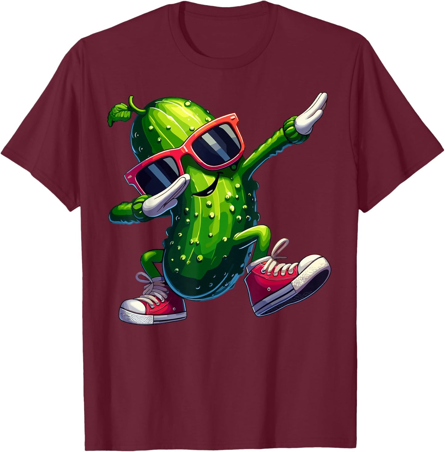 Pickle Dabbing Funny Sunglass Cucumber Boys Girls Kids T-Shirt - T-Shirt | Maroon