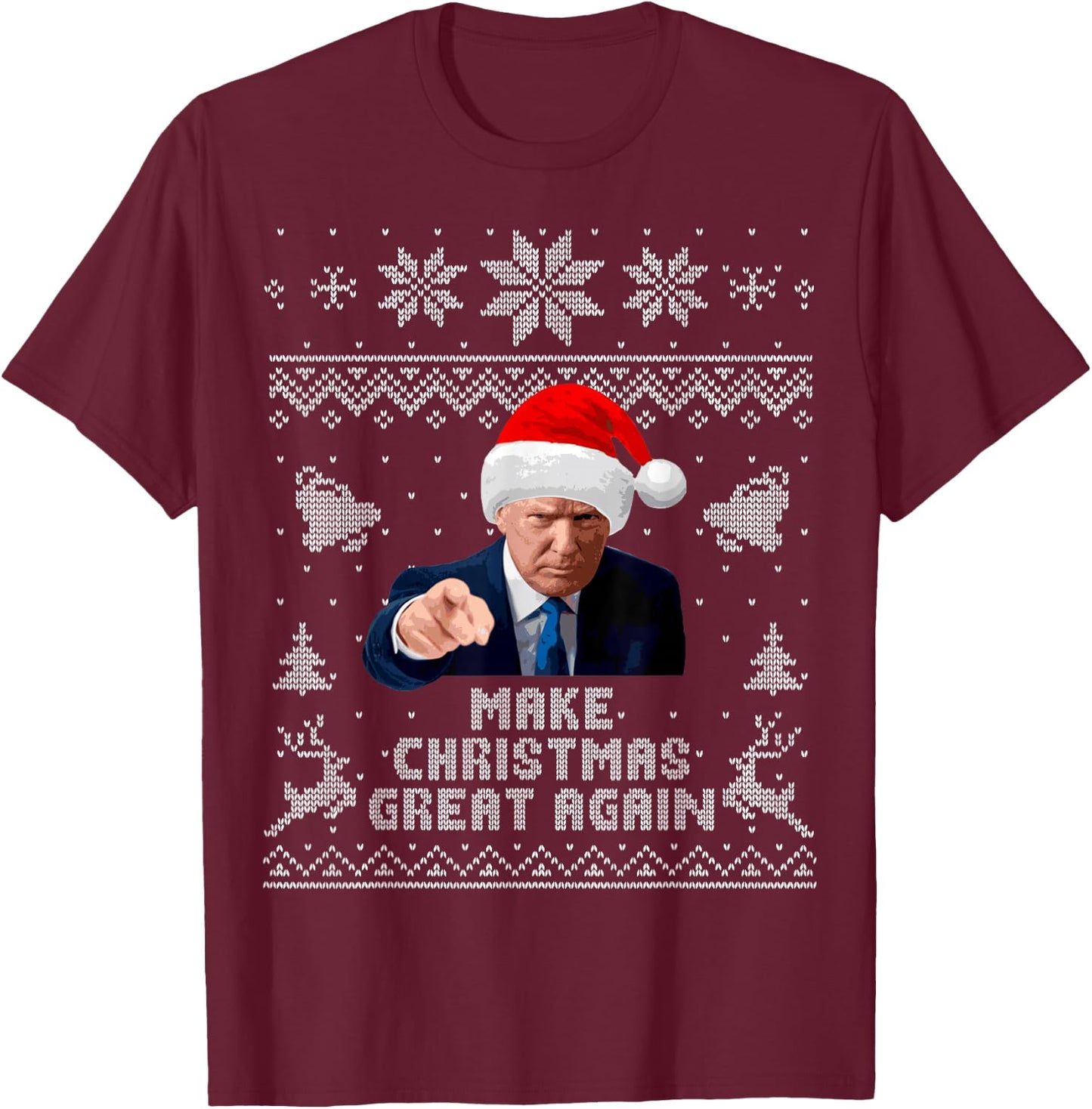 Make Christmas Great Again Donald Trump Holiday T-Shirt - T-Shirt | Maroon