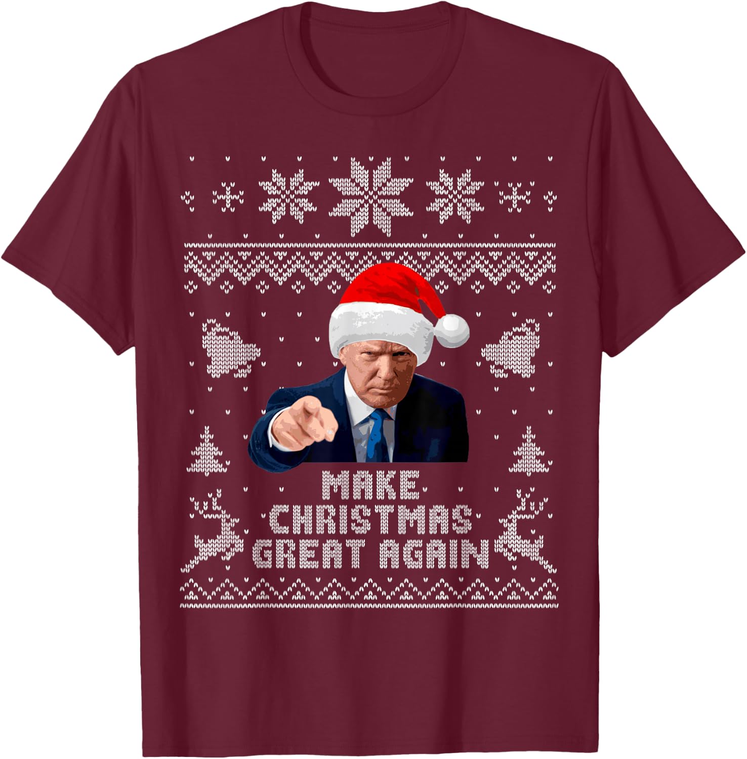 Make Christmas Great Again Donald Trump Holiday T-Shirt - T-Shirt | Maroon