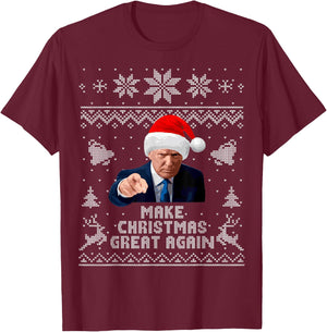 Make Christmas Great Again Donald Trump Holiday T-Shirt - T-Shirt | Maroon