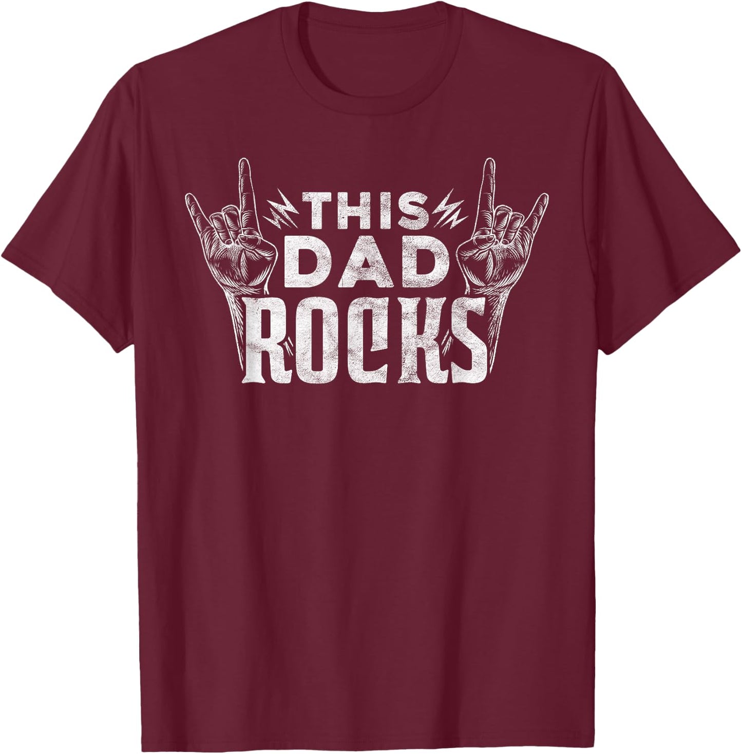 This Dad Rocks Rock n Roll Heavy Metal Fathers Day T-Shirt - T-Shirt | Maroon