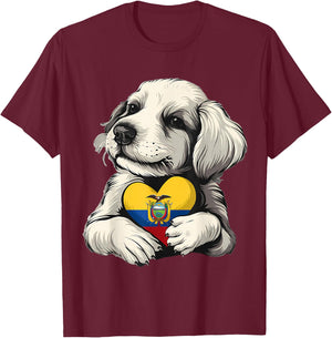 Ecuador Flag Dog Ecuadorian Roots T-Shirt - T-Shirt | Maroon