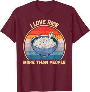 Vintage I Love Rice More Than People Rice Food Lover T-Shirt - T-Shirt | Maroon