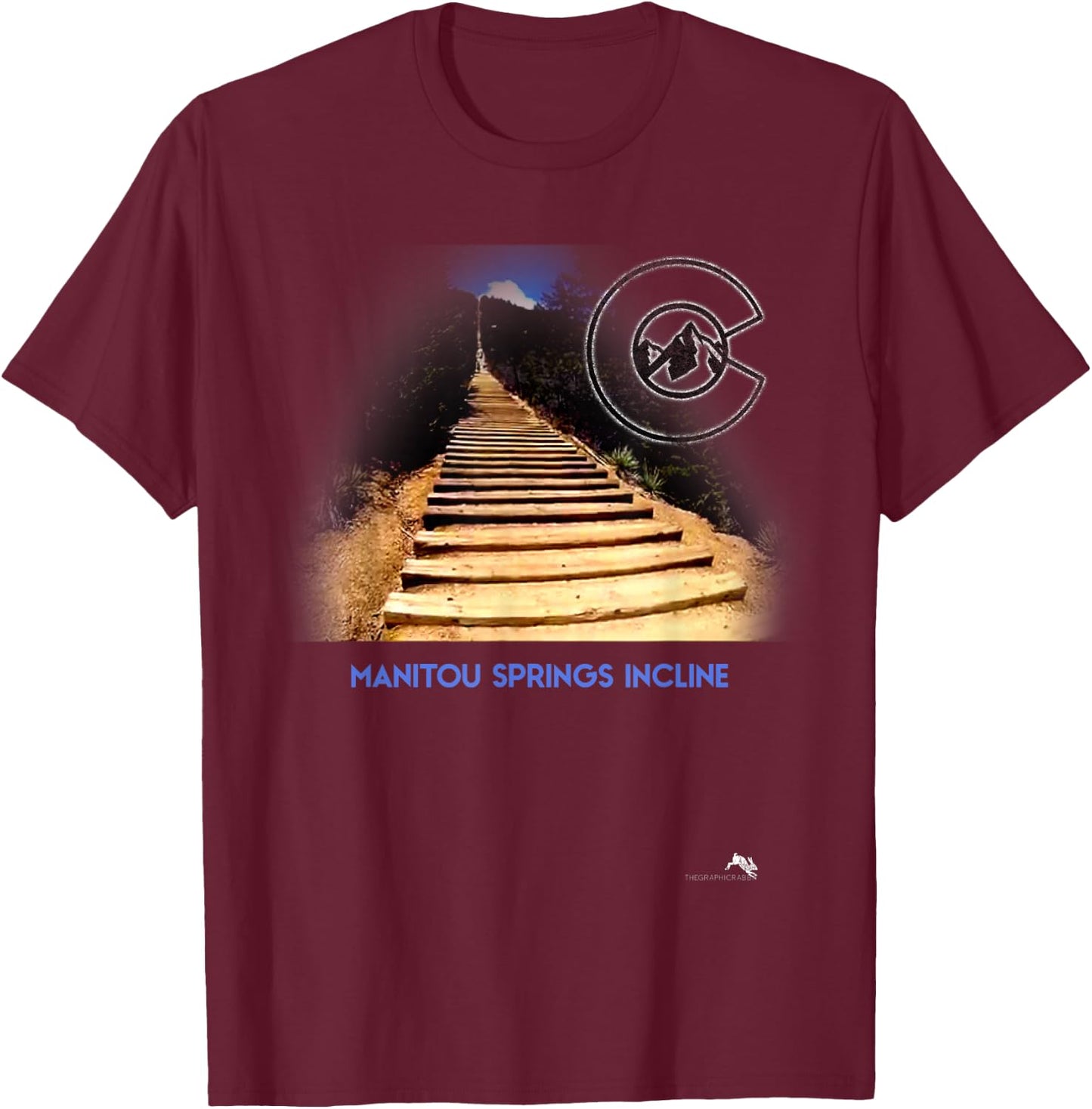 Manitou Springs Incline Colorado T-Shirt - T-Shirt | Maroon