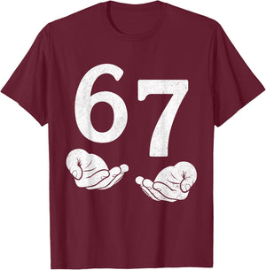 Fun Six Seven 6 7 Funny 67 Gen Alpha Slang 6-7 Meme School T-Shirt - T-Shirt | Maroon