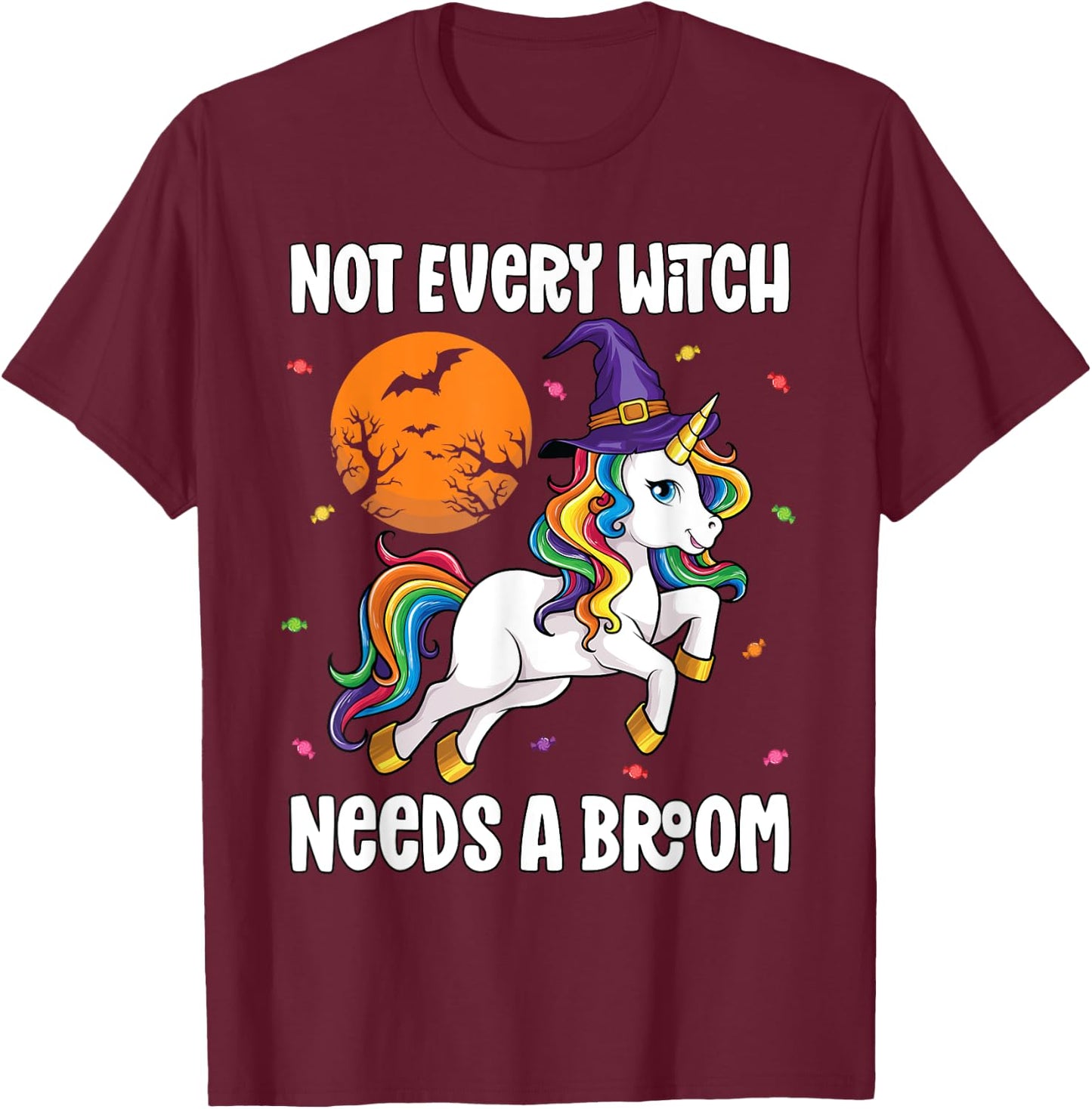 Halloween Unicorn Shirt Girls Women Witchy Unicorn Halloween T-Shirt - T-Shirt | Maroon