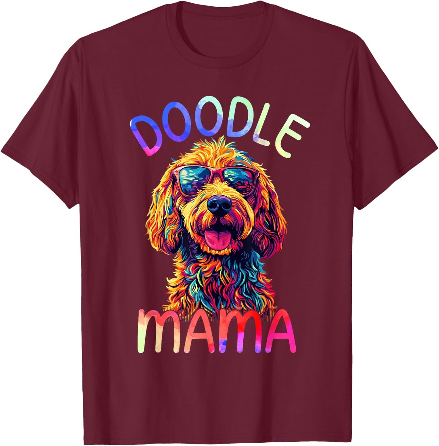 Goldendoodle Mom Mama Colorful Pop Art Goldendoodle T-Shirt - T-Shirt | Maroon