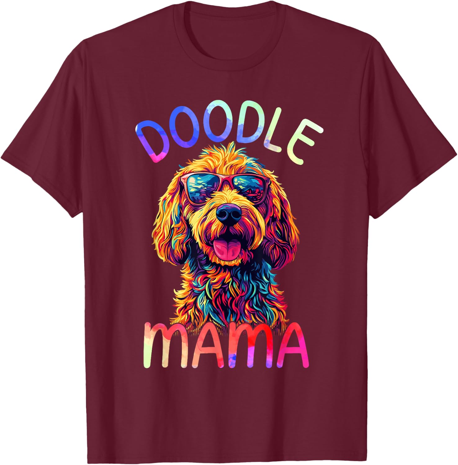 Goldendoodle Mom Mama Colorful Pop Art Goldendoodle T-Shirt - T-Shirt | Maroon