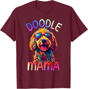 Goldendoodle Mom Mama Colorful Pop Art Goldendoodle T-Shirt - T-Shirt | Maroon