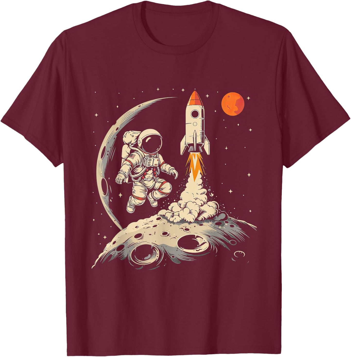 Weltraum Rakete und Astronaut Raumschiff Kinder T-Shirt - T-Shirt | Maroon