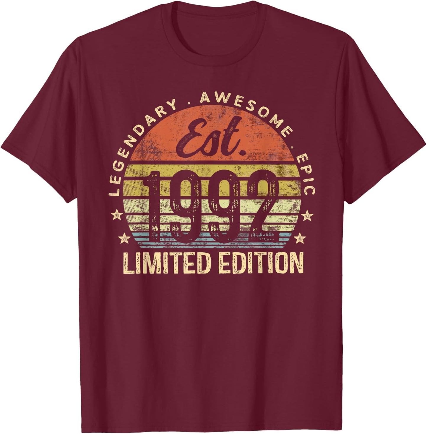 Est 1992 Limited Edition 33rd Birthday Gifts 33 Year Old T-Shirt - T-Shirt | Maroon