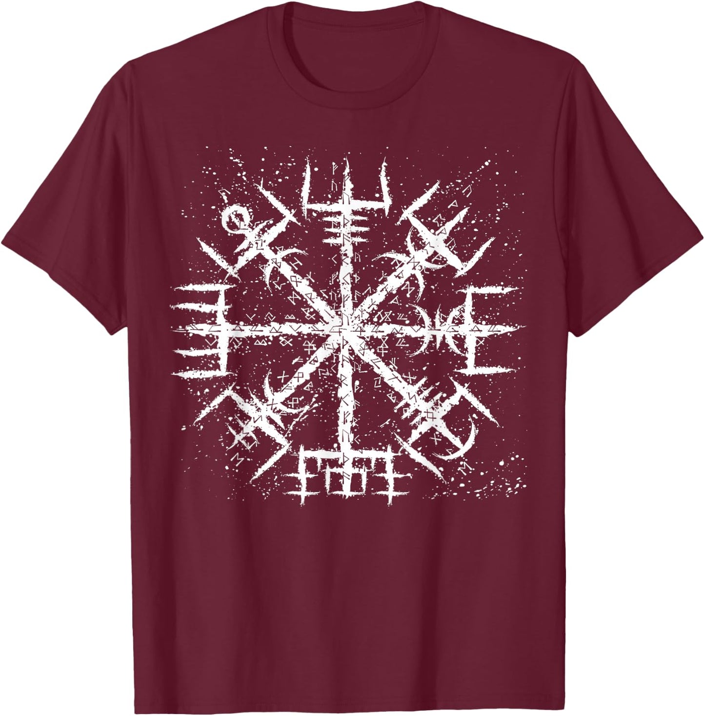 Compass Vegvisir Viking Symbol Nordic Rune Celtic Yggdrasil T-Shirt - T-Shirt | Maroon