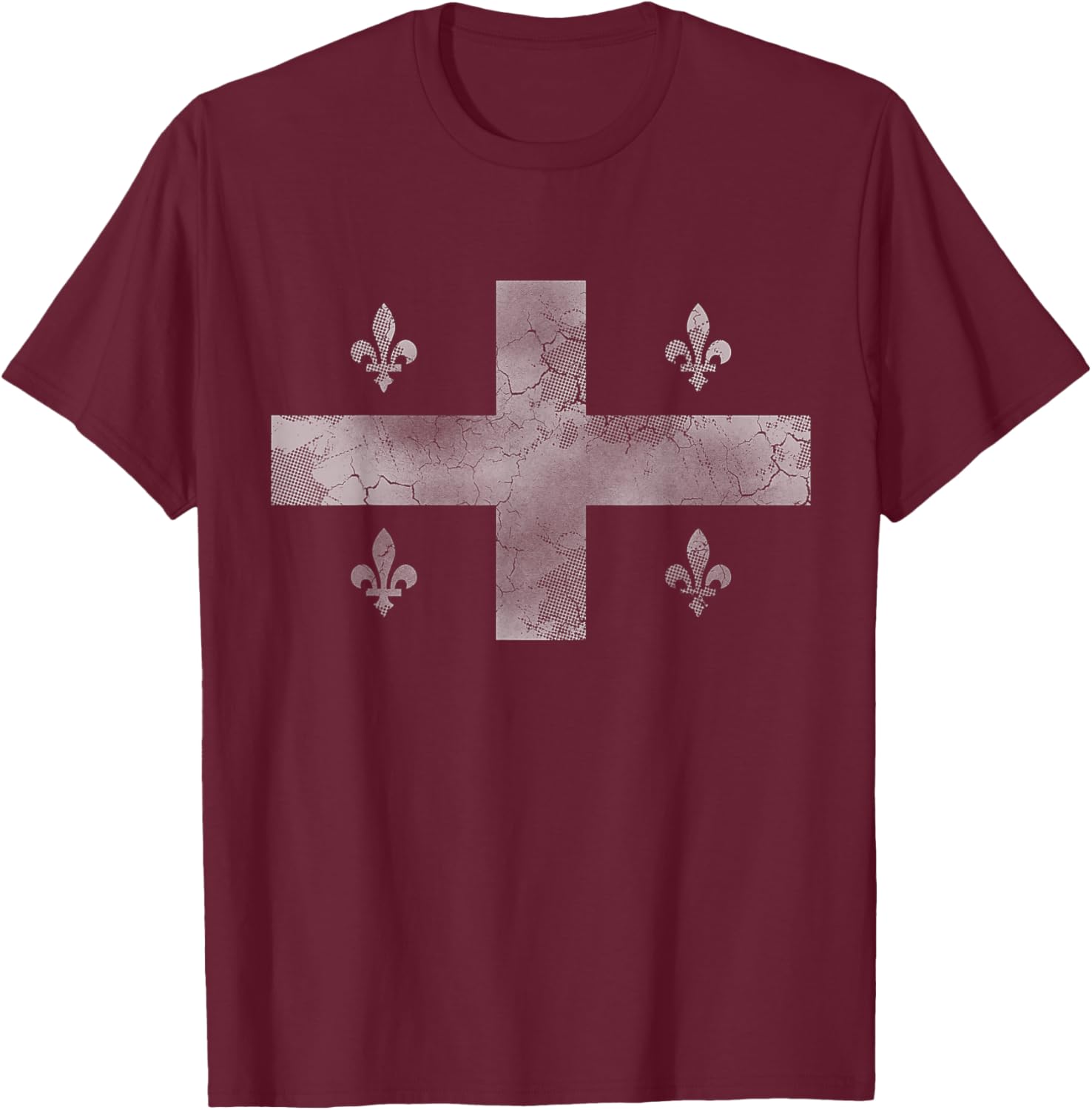Quebec Montreal Flag Canada Canadian Vintage Distressed T-Shirt - T-Shirt | Maroon