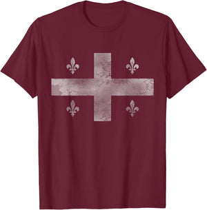 Quebec Montreal Flag Canada Canadian Vintage Distressed T-Shirt - T-Shirt | Maroon