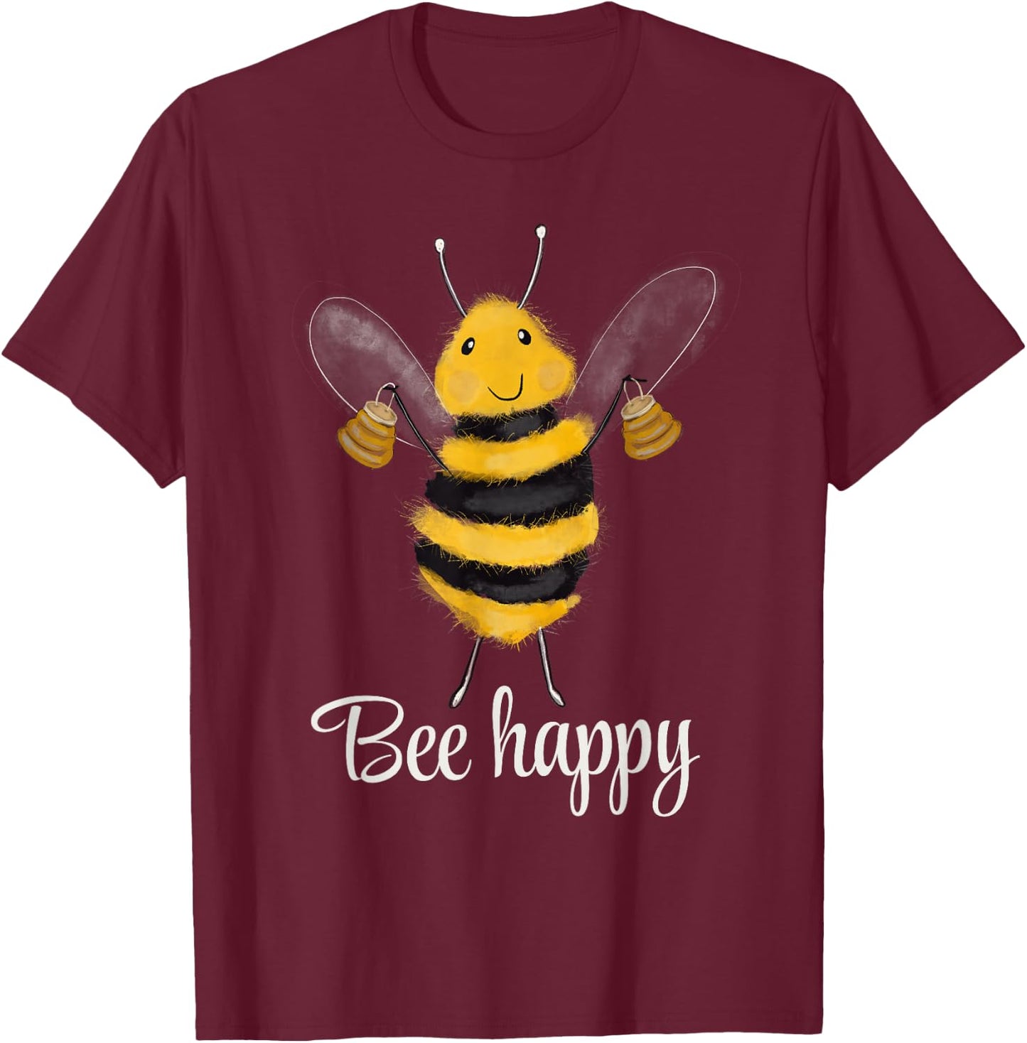 Bee Happy Honey Bee Beeekeeper , black T-Shirt - T-Shirt | Maroon
