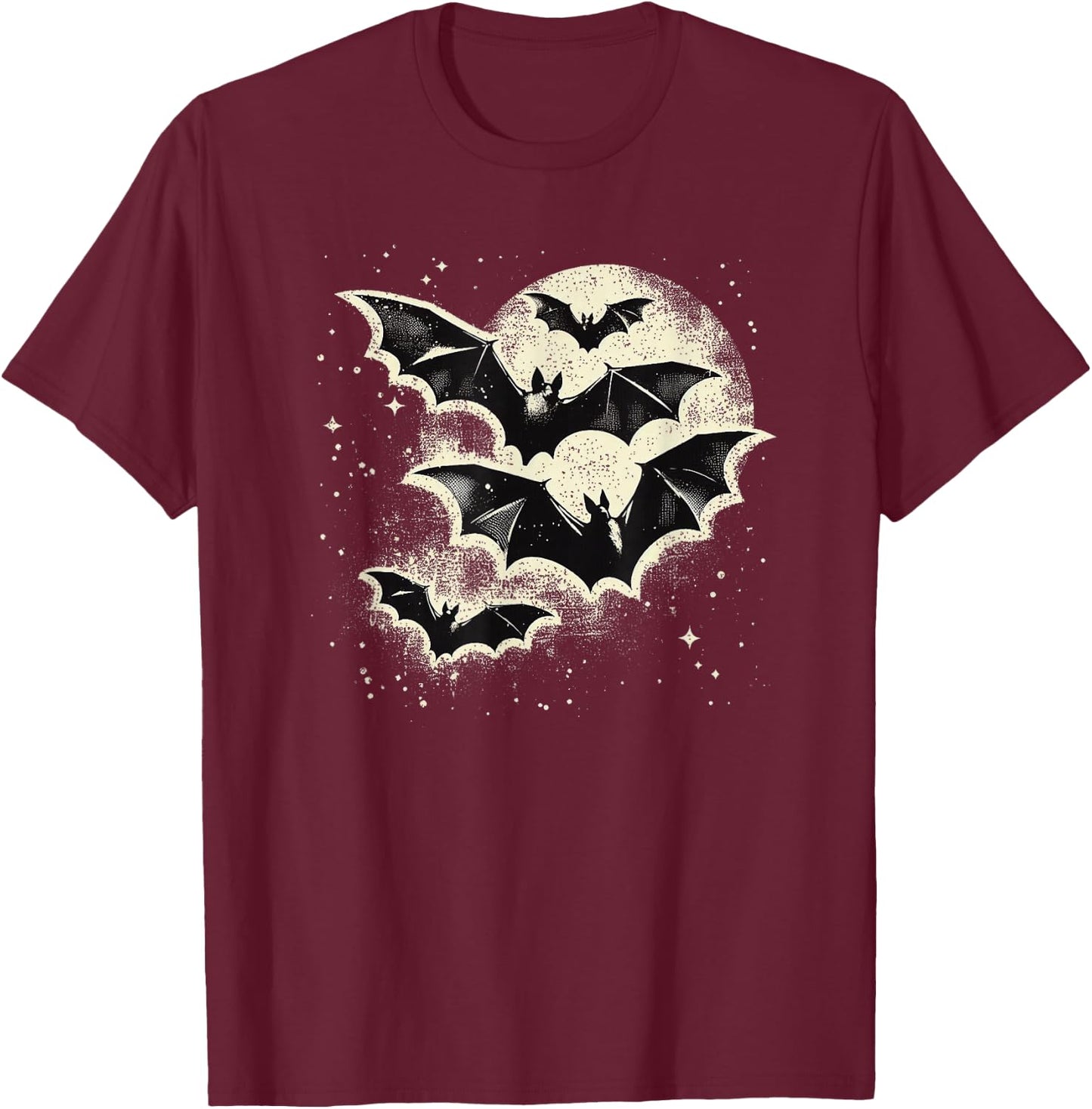 Vintage Bat Halloween Gothic Bat T-Shirt - T-Shirt | Maroon