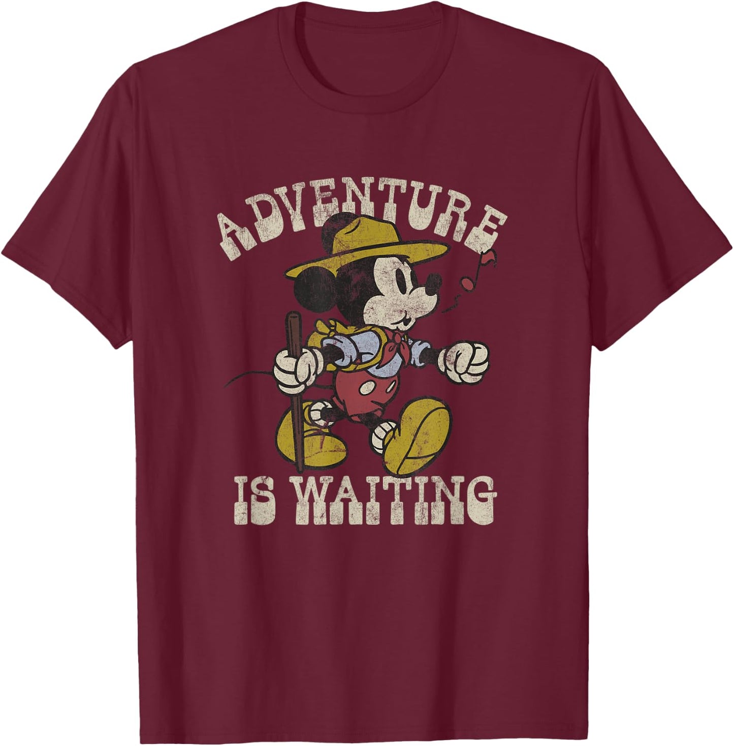 Disney Mickey & Friends Camping Mickey Adventure is Waiting T-Shirt - T-Shirt | Maroon