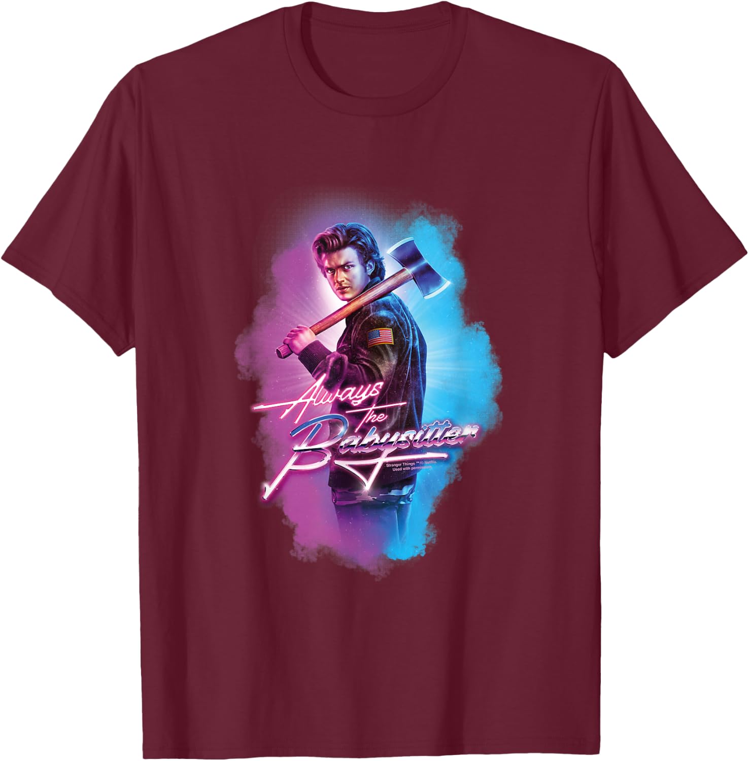 Stranger Things Steve Harrington Always The Babysitter , black T-Shirt - T-Shirt | Maroon