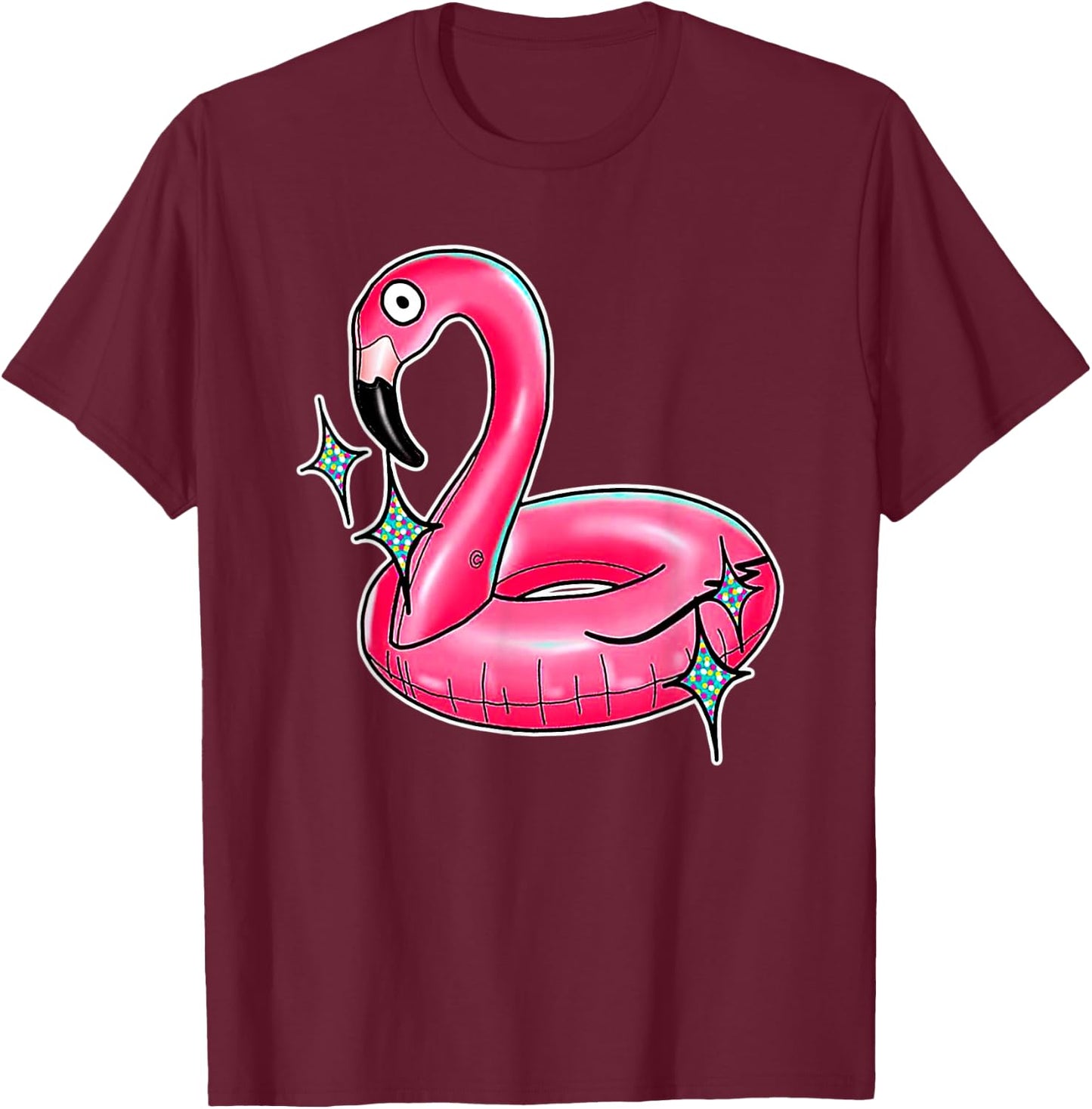 Flamingo Pool Float Pink Toy T-Shirt - T-Shirt | Maroon