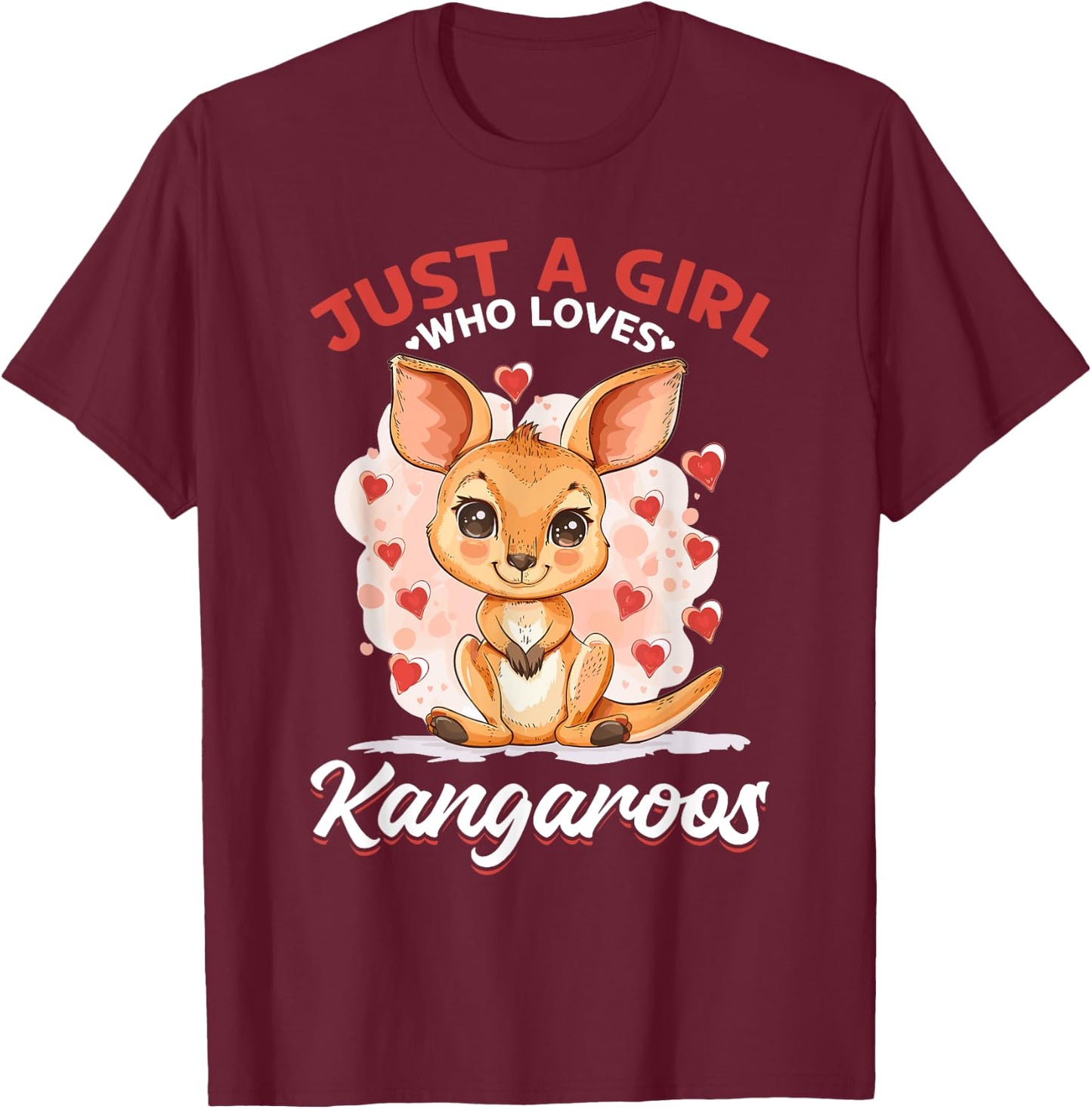 Funny Kangaroo Australia Animal Just A Girl Who Loves T-Shirt - T-Shirt | Maroon