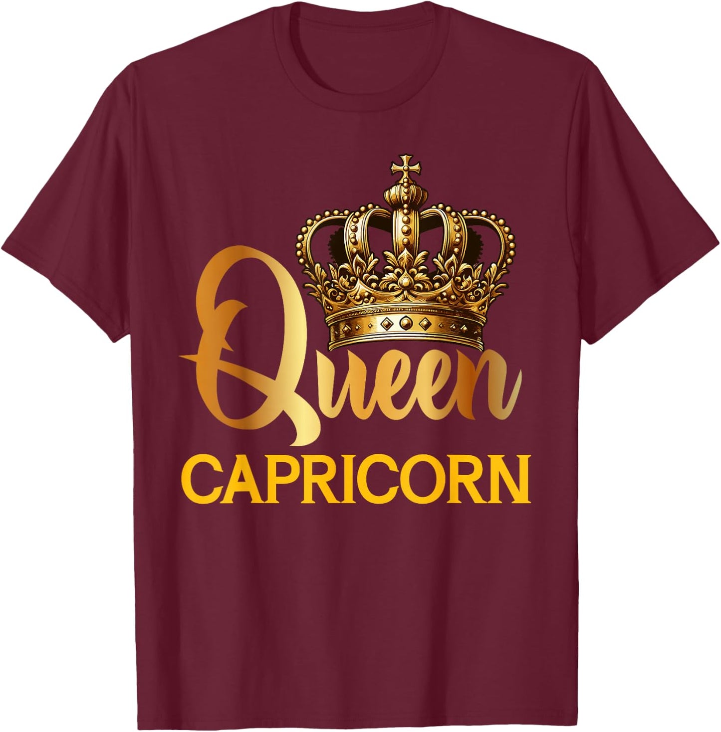 Queen Capricorn Goat Zodiac Sign Crown T-Shirt - T-Shirt | Maroon
