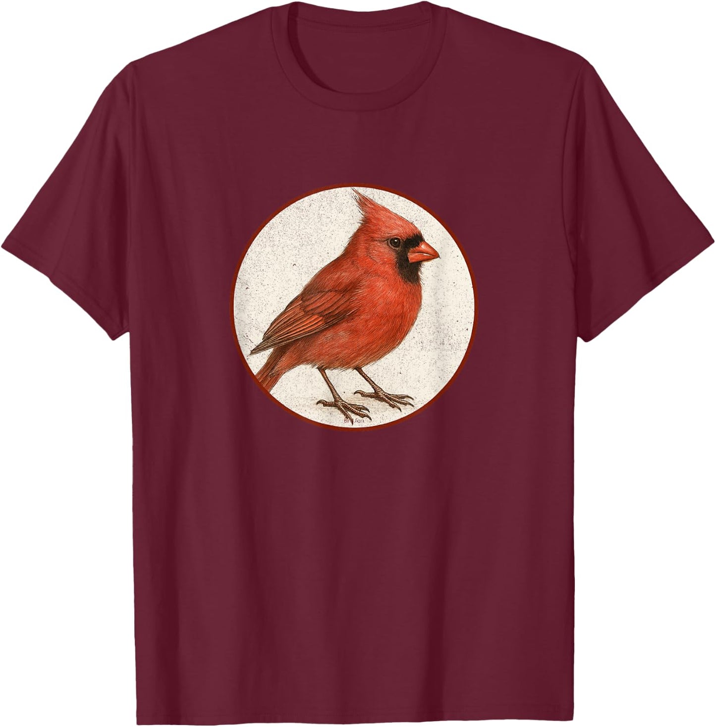 Colorful Retro Northern Cardinal Bird Design T-Shirt - T-Shirt | Maroon