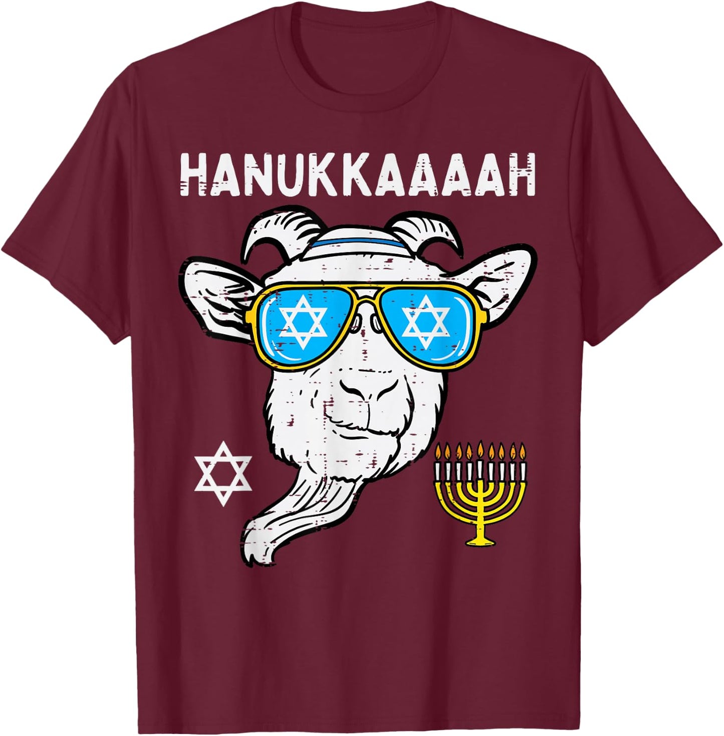 Hanukkah Goat Chanukah Jewish Farm Farmer Men Women Kids T-Shirt - T-Shirt | Maroon