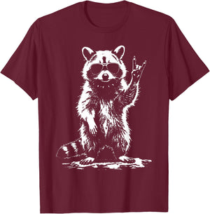 Raccoon Rock Music Rock Star Funny Animal Band Design T-Shirt - T-Shirt | Maroon