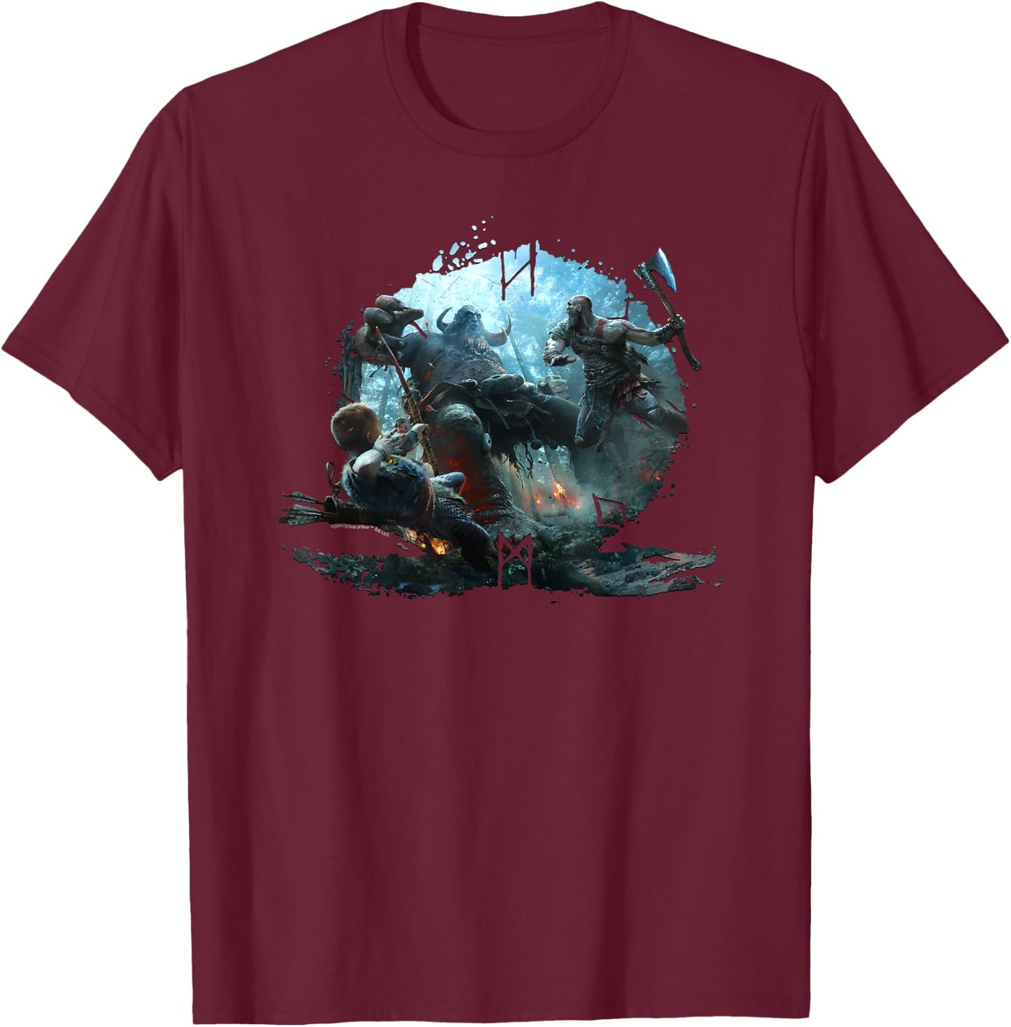 God of War Troll Hunters T-Shirt - T-Shirt | Maroon
