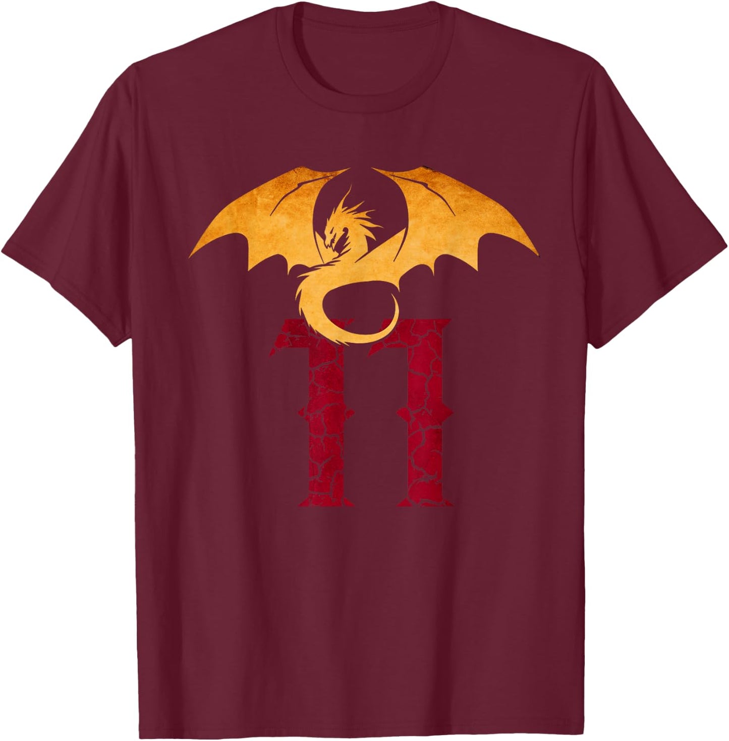 11 Year Old Birthday Dragon Fantasy 11th Bday Boy T-Shirt - T-Shirt | Maroon