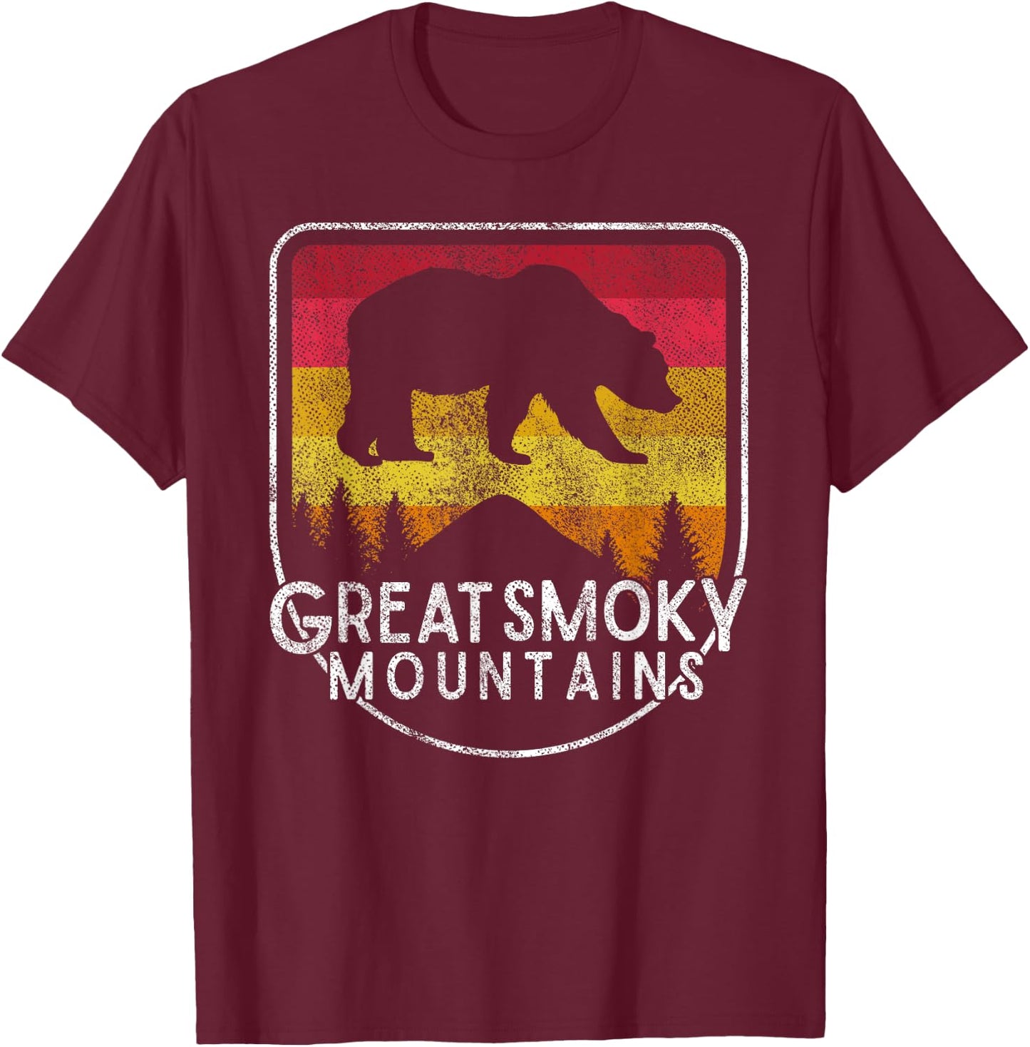 Great Smoky Mountains National Park Retro Men Women Gift T-Shirt - T-Shirt | Maroon