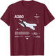 Airbus-A318 Airplane White , black T-Shirt - T-Shirt | Maroon