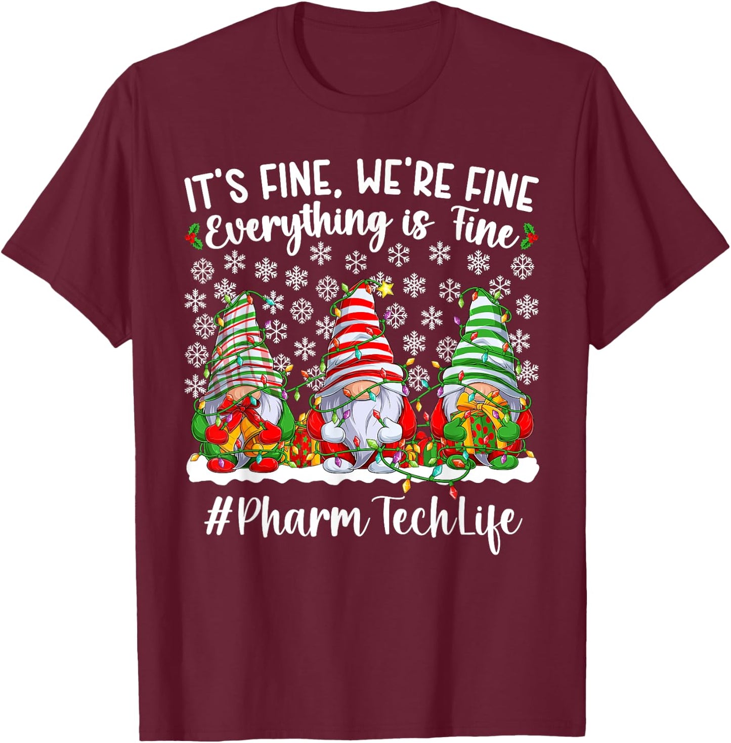 Funny Pharmacy Technologist Christmas Pharm Tech Xmas Party T-Shirt - T-Shirt | Maroon