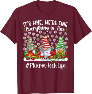 Funny Pharmacy Technologist Christmas Pharm Tech Xmas Party T-Shirt - T-Shirt | Maroon