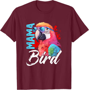 Mama Bird Shirt Macaw Shirt Mother Mama Red Green Macaw T-Shirt - T-Shirt | Maroon