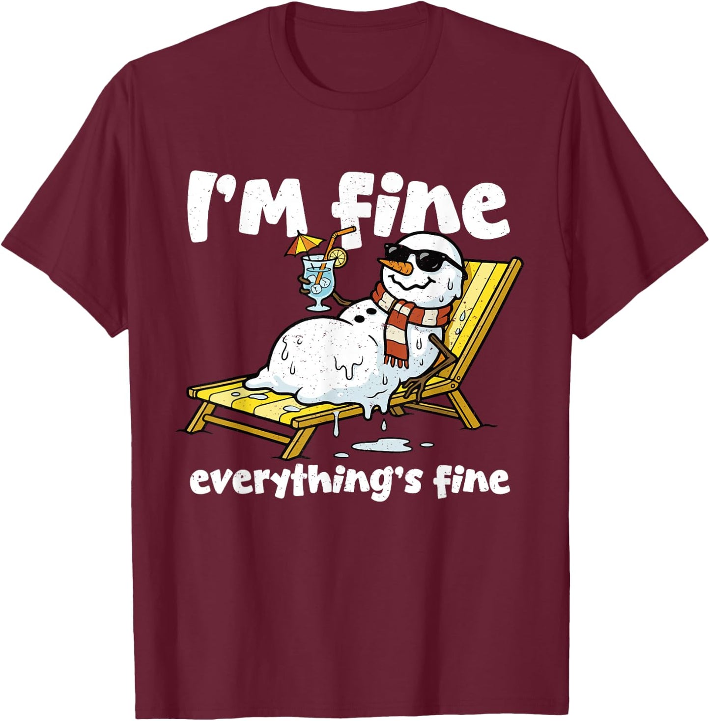 Funny Snowman Fine Summer Christmas in July Men Women Kids T-Shirt - T-Shirt | Maroon