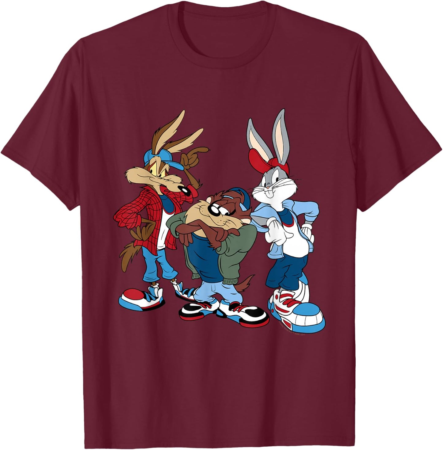 Looney Tunes Wiley, Bugs, Taz T-Shirt - T-Shirt | Maroon