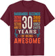 30 Years Old Retro Distressed 30th Birthday Gifts 360 Months T-Shirt - T-Shirt | Maroon