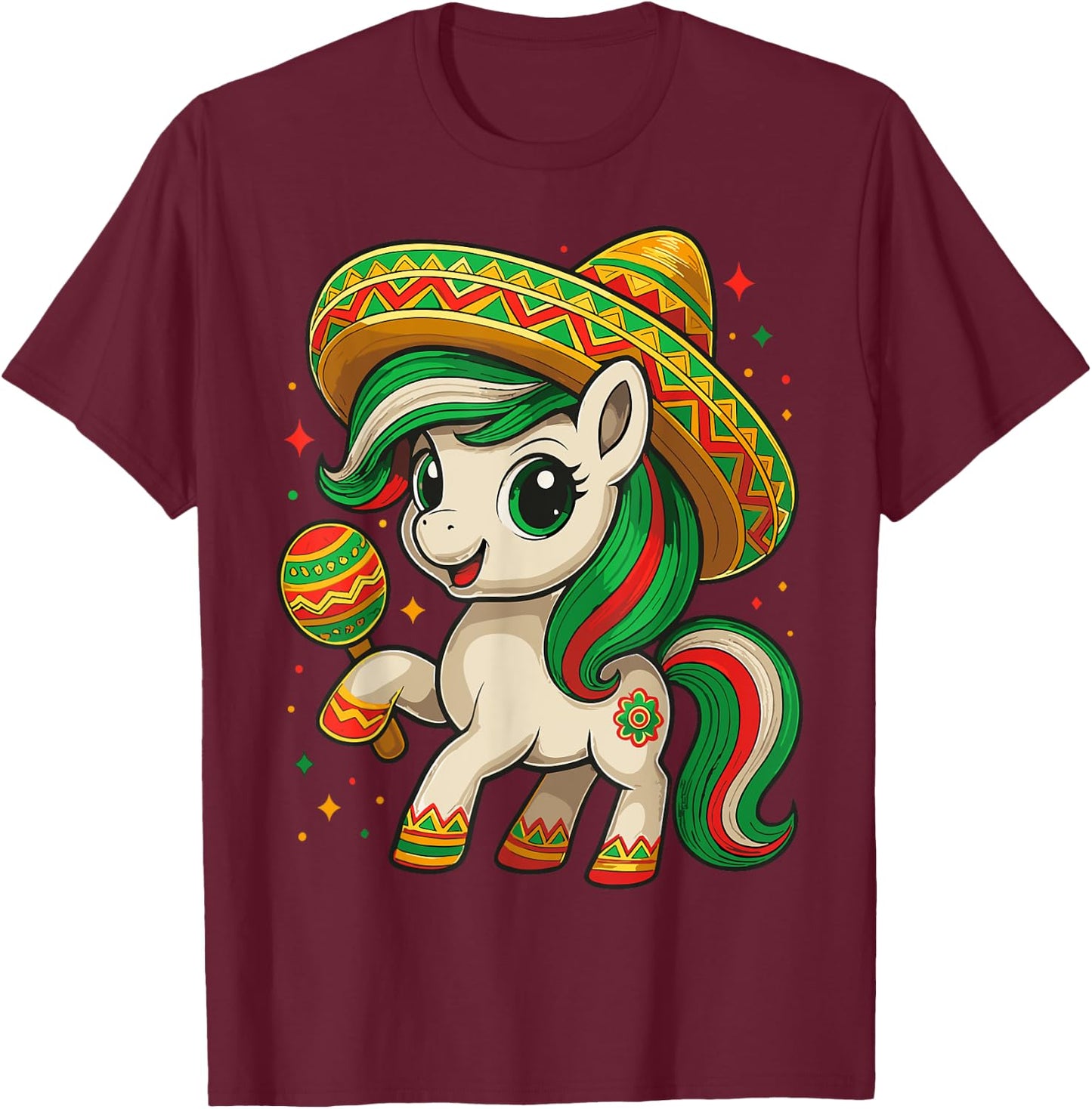 Unicorn Cinco de Mayo Mexican T-Shirt - T-Shirt | Maroon
