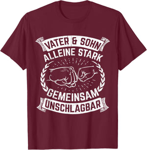 Vater & Sohn Alleine Stark Gemeinsam Unschlagbar Vater T-Shirt - T-Shirt | Maroon