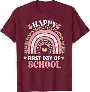 Happy First Day Of School Back To School Students And T-Shirt - T-Shirt | Maroon