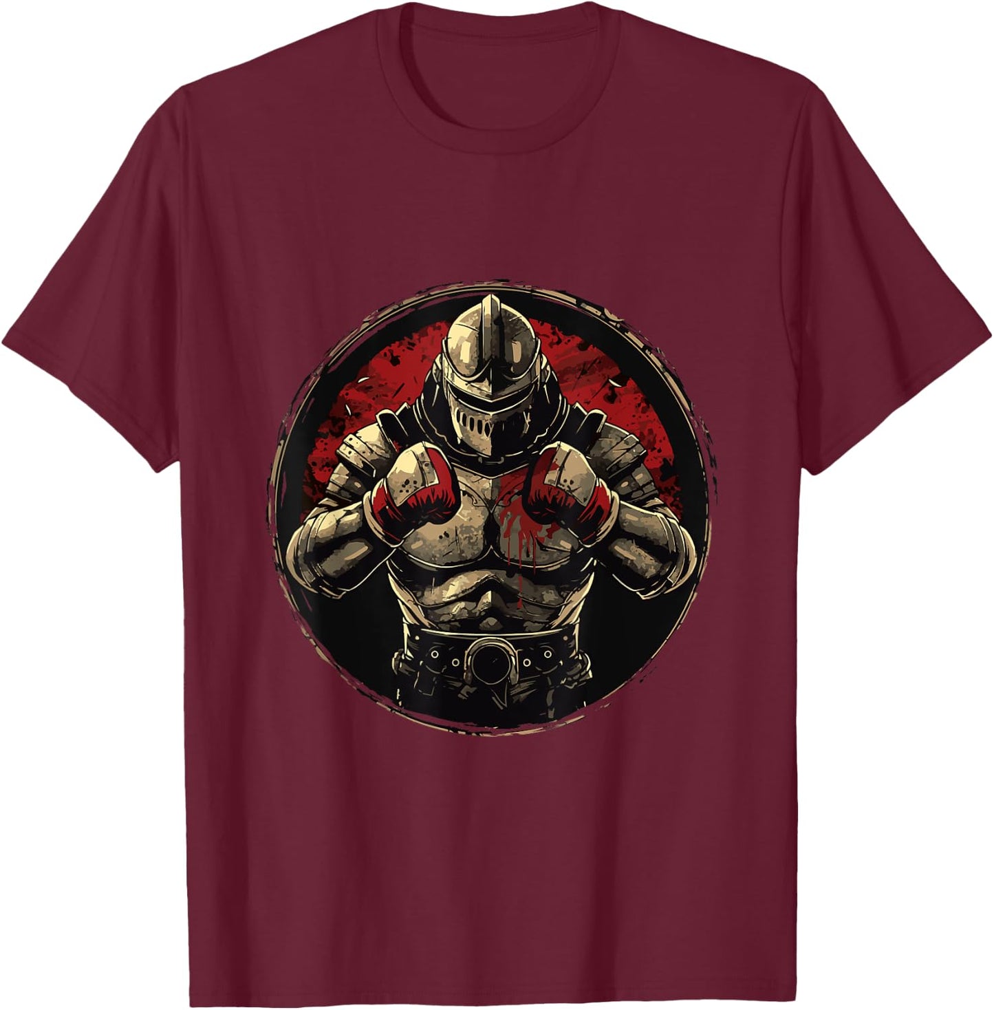 Knight With Boxing Gloves | Medieval Boxer Fighter Boxing T-Shirt - T-Shirt | Maroon