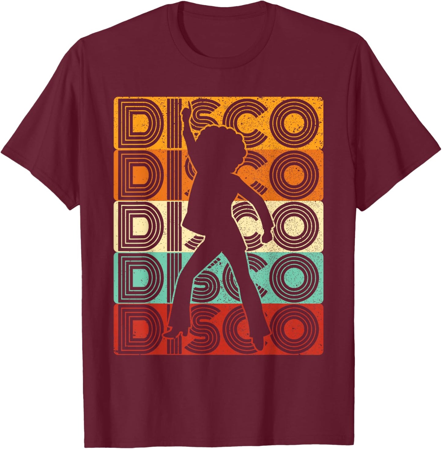 Disco Outfit Women's 70s Costume & 80s Dance Party Disco , black, s T-Shirt - T-Shirt | Maroon