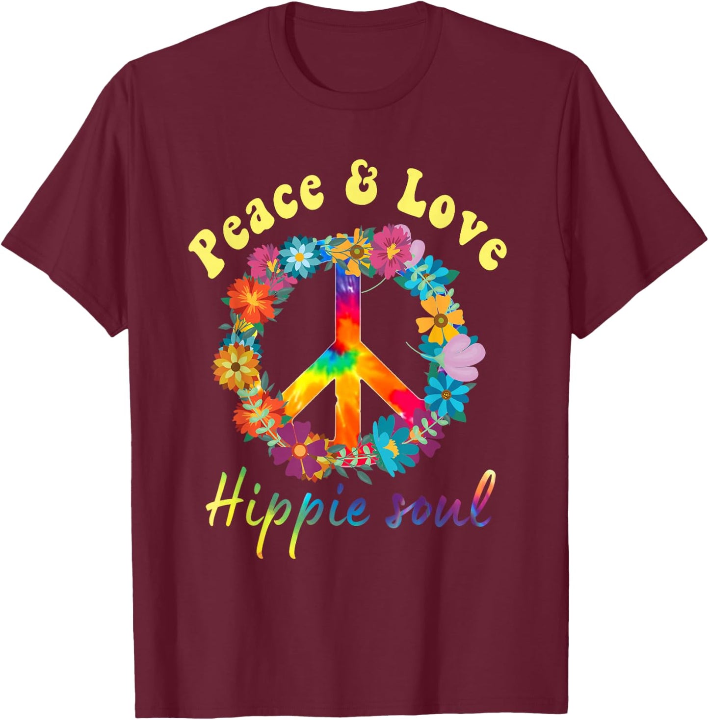 Hippie Acidhead Woodstock Peace Hippy , black T-Shirt - T-Shirt | Maroon