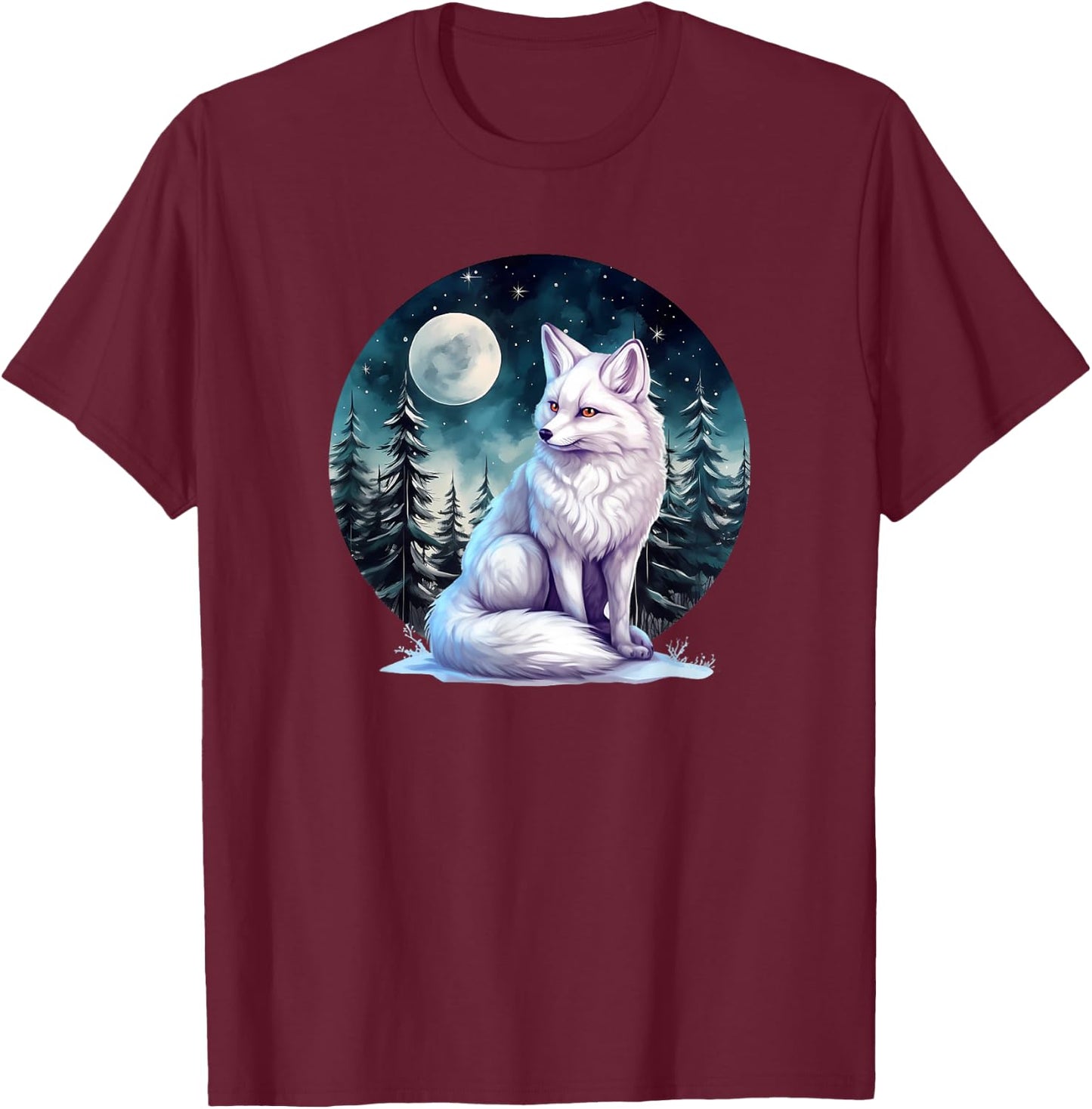 Cute Winter Snow White Arctic Fox Lover T-Shirt - T-Shirt | Maroon