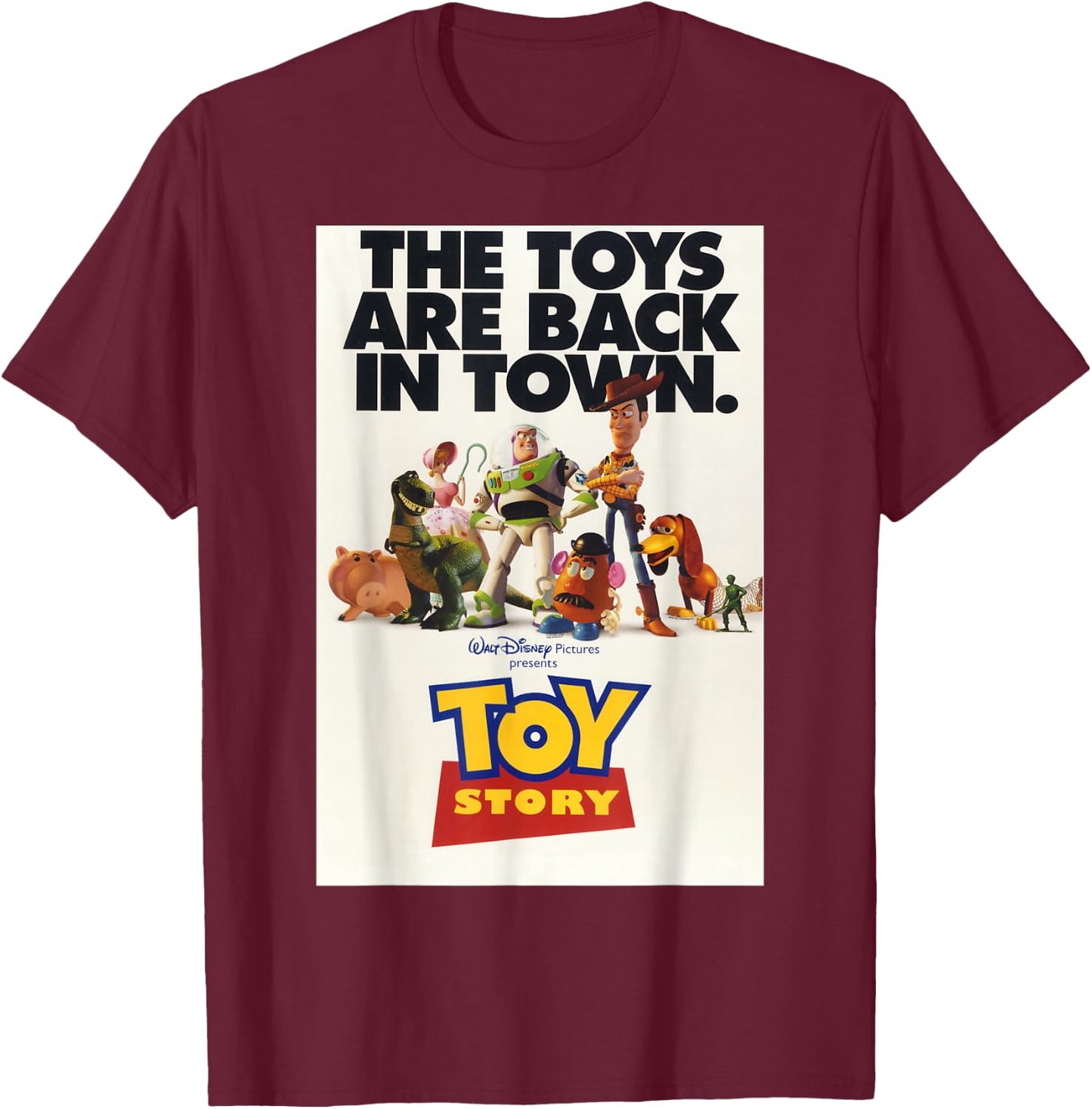 Disney Pixar Toy Story Toys Are Back In Town Poster T-Shirt - T-Shirt | Maroon