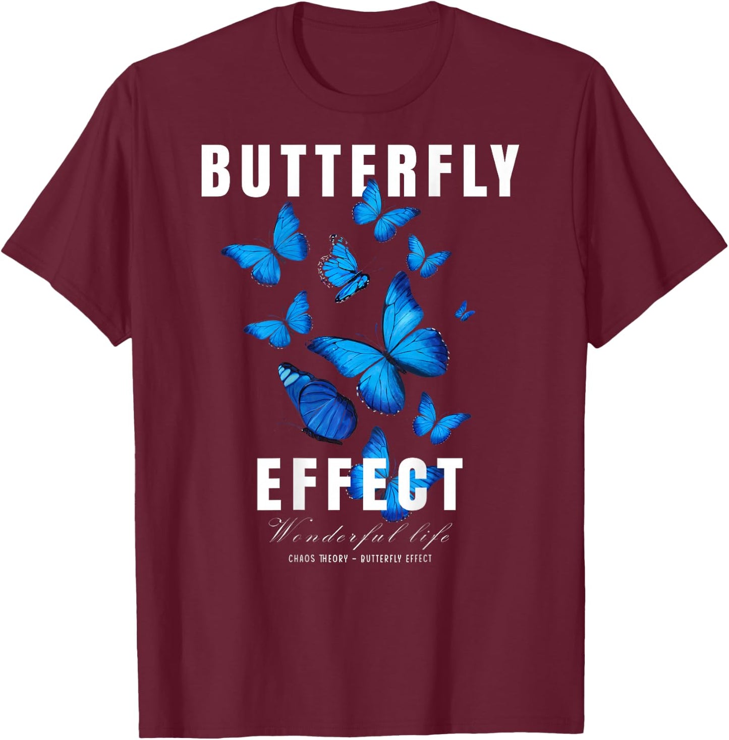 Butterfly Effect BACKPRINT Techno Festival Tekk T-Shirt - T-Shirt | Maroon