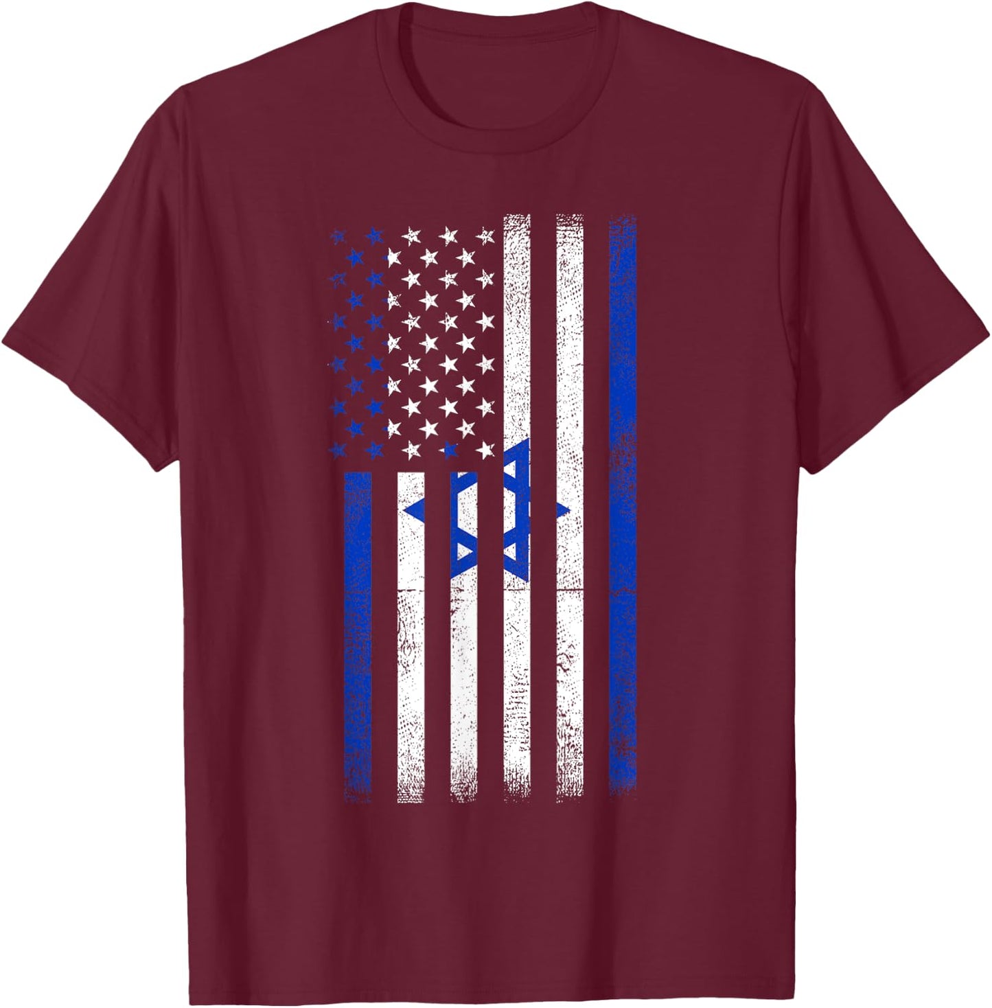 USA Flag Israel T-Shirt - T-Shirt | Maroon