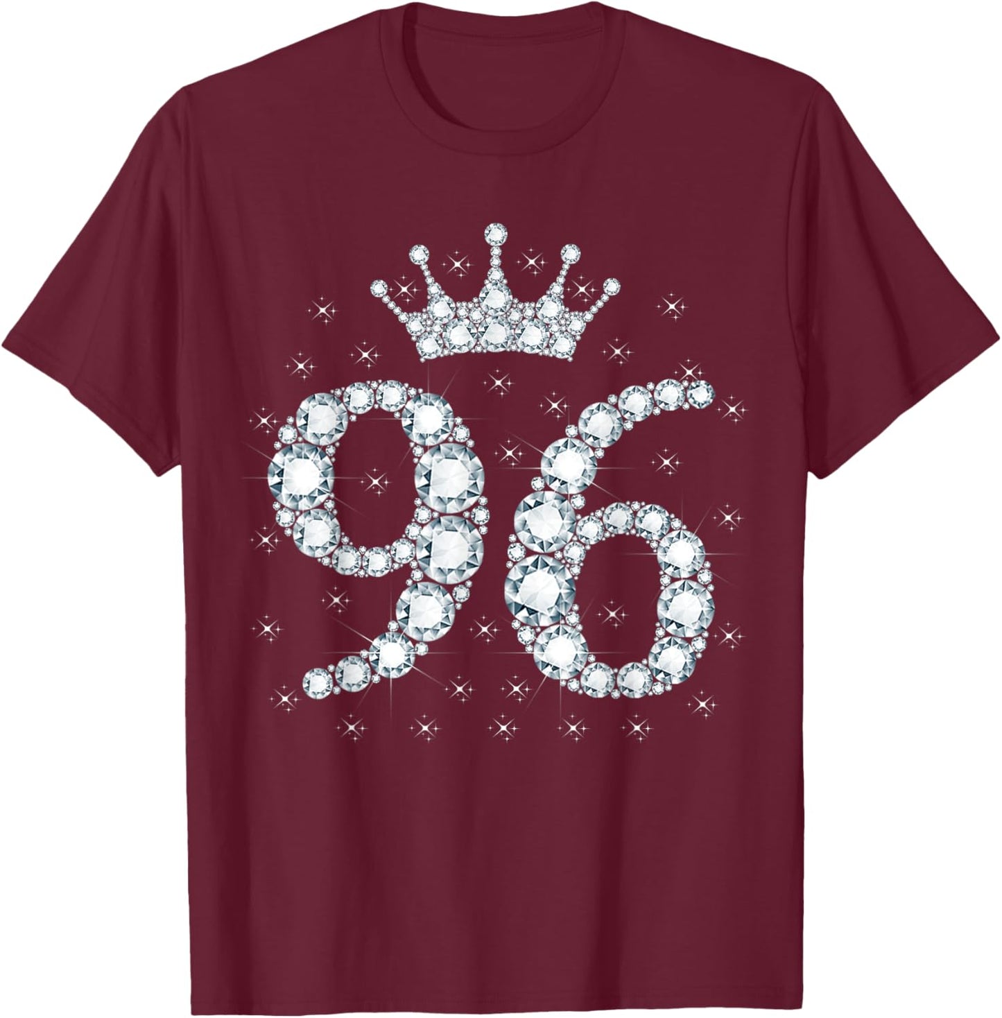 96 Crown 96 Years Old Happy 96th Birthday Girl Women T-Shirt - T-Shirt | Maroon