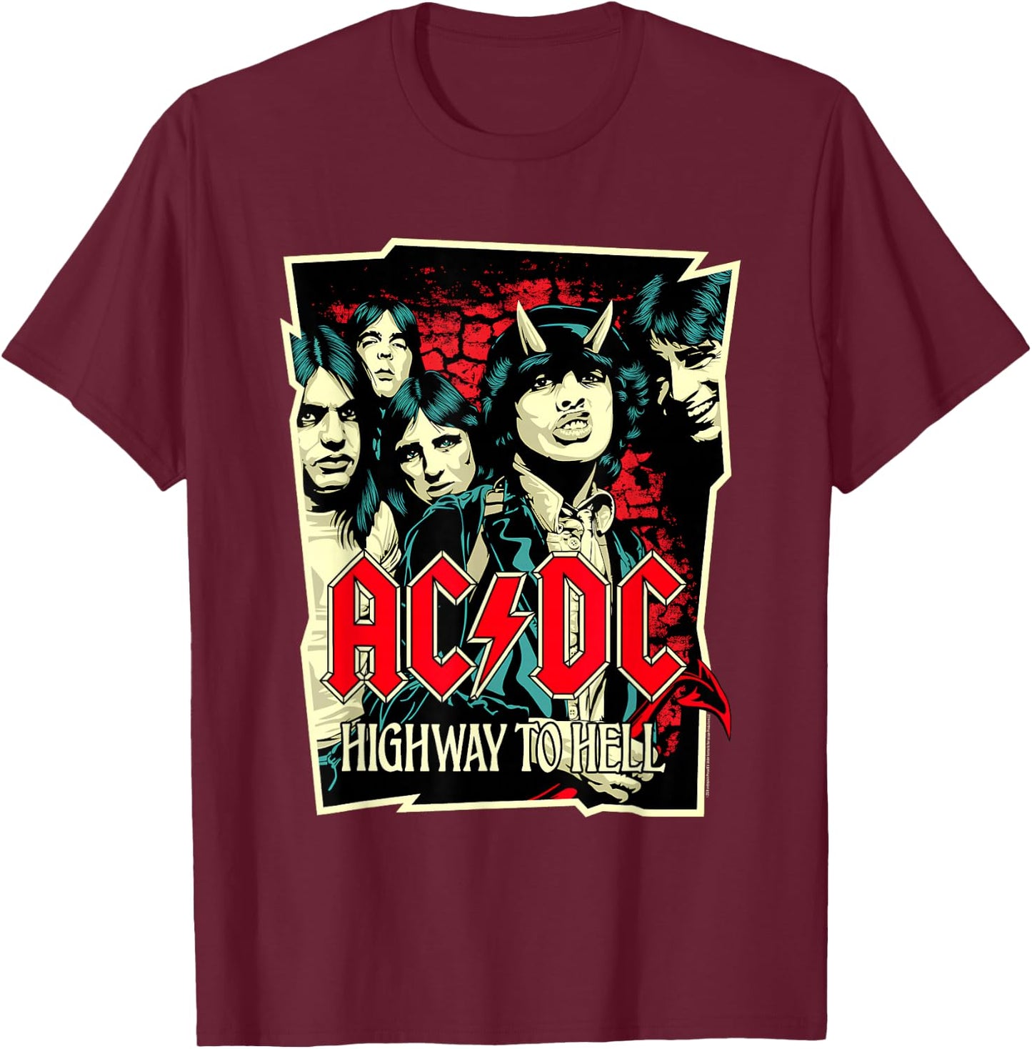 AC/DC Highway to Hell Illustration T-Shirt - T-Shirt | Maroon